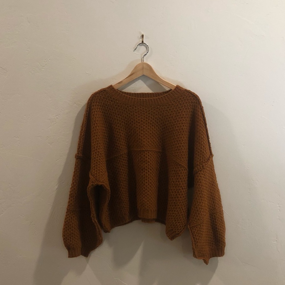 Knit Oversized Rust Colored Sweater — Size: Large